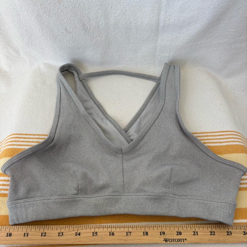 ALO Yoga Light Gray Ribbed Sports Bra